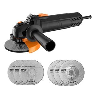 Electric Angle Grinder 6A 4-1/2inch with 115mm 3 Grinding Abrasive Wheels 3 Cutting Abrasive Wheels