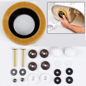 Toilet Wax Ring Kit with Flange and Bolts for Floor Outlet Toilets Gas, Odor, and Watertight toilet Seal ring, toilet wax ring replacement kit Fits 3-inch or 4-inch Waste Lines