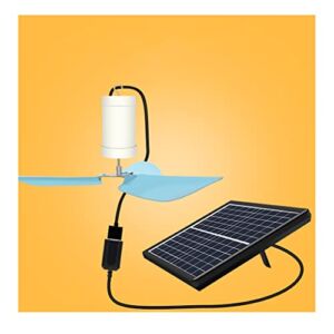 Utopone Small Solar Ceiling Fan USB Interface can Charge Mobile Phone Easy to Start Ceiling Fan Rotary Button Stepless Speed Regulation Round Edge Treatment Built-in Hook