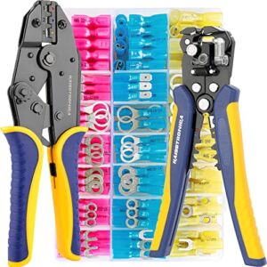 haisstronica Crimping Tool for Heat Shrink Connectors Set with 280PCS AWG 22-10 Marine Grade Heat Shrink Wire Connectors and Wire Stripper