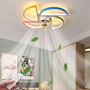 TiffyDance Cartoon LED Dimmable Ceiling Fan with Lamp Tri-Color Dimmable Kids Room Ceiling Light with Remote Control, Adjustable 3 Wind Speed, Ceiling Lighting with Quiet Invisible Blade