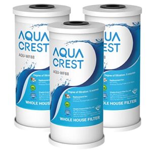 AQUACREST FXHTC 5 Micron 10″ x 4.5″ Whole House Water Filter, Replacement for GE FXHTC, GXWH40L, American Plumber W10-PR, W10-BC, Culligan RFC-BBSA, GXWH35F, W50PEHD, Pentek R50-BB, Pack of 3