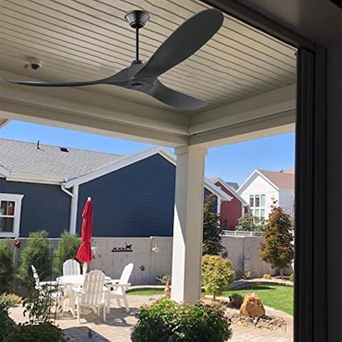 XCWIIE 60” Ceiling Fan Black Ceiling Fan No Lights, Outdoor Damp Ceiling Fan for Patios Indoor 3 Blade Large Airflow Ceiling Fan, Large Ceiling Fan For Exterior House Gazebo Living Room Bedroom | The Storepaperoomates Retail Market - Fast Affordable Shopping
