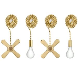 Gold Ceiling Fan Pull Chain Set, Ceiling Fan Pull Chain Including Extra 35.4 inches Copper Beaded Ball Fan Pull Chain Extension and Ceiling Fan Chain Connector