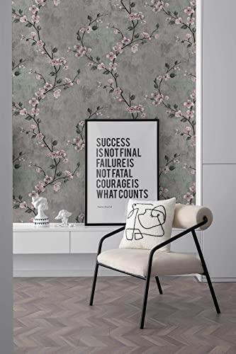 Dviolet Floral Peel and Stick Wallpaper Grey Floral Contact Paper Removable Wallpaper Decorative Self Adhesive Wallpaper Wall Paper 17.7″ x 118.1″ | The Storepaperoomates Retail Market - Fast Affordable Shopping