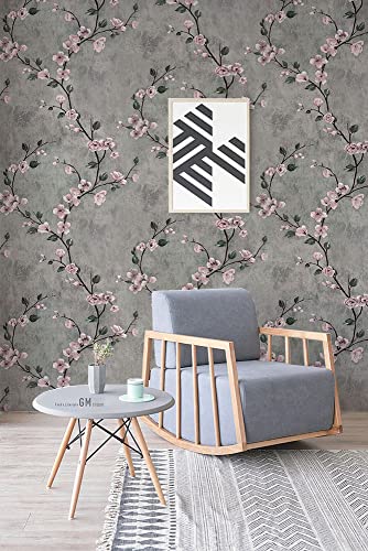 Dviolet Floral Peel and Stick Wallpaper Grey Floral Contact Paper Removable Wallpaper Decorative Self Adhesive Wallpaper Wall Paper 17.7″ x 118.1″ | The Storepaperoomates Retail Market - Fast Affordable Shopping