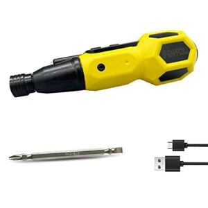 SHENHAOXU Cordless Electric Screwdriver 3.6V (High Torque) Mini Electric Drill Cordless Rotary Screwdriver, Electric and Manual with LED Light and USB Charging(YELLOW)