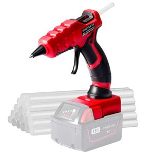 Cordless Hot Glue Gun for Milwaukee, Suitable for Milwaukee M18 18V Li-ion Battery, 30s Quick Preheat Hot Melt Glue Gun with 20 Pcs Glue Sticks(7*150mm) for Arts&Crafts & DIY & Repairs(Tool Only)