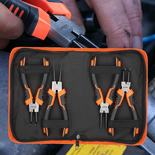 Geaber Snap Ring Pliers Set, Heavy Duty 4-piece 7-Inch Internal External Circlip Pliers, Straight Bent C-clip Pliers Lock Ring Pliers Set, 5/64″ Tip, for Ring Remover Retaining, with Portable Pouch | The Storepaperoomates Retail Market - Fast Affordable Shopping