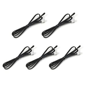 KOKISO 10K 3950 Ohm NTC Thermistor Temperature Sensor Probe,1% Precision Cable Length 1M with XH2.54-2P Plug for Air Conditioner (Pack of 5)