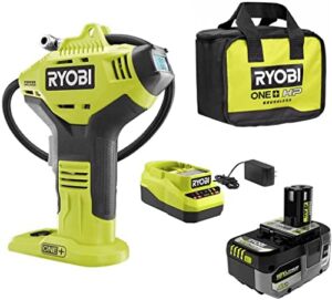 Ryobi P737D 18-Volt ONE+ Cordless High Pressure Inflator with Digital Gauge & NEW 18V 4.0 Ah Lithium-Ion HIGH PERFORMANCE Battery, Charger and Bag (Bulk Packaged)