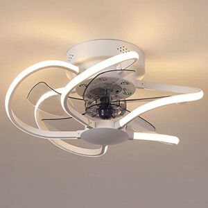 ATELANGE Creative Remote Control Mute Ceiling Fan Light Dimmable 3 Colors 3 Speeds Ceiling Fan with Lights Semi Flush Mount Smart Ceiling Fan Light Pure Copper Motor Fan Ceiling Light for Indoor Use