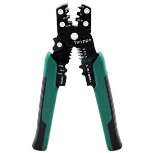 Twippo Crimping Tool, Wire Crimper Tool with Stripper Cutter, Crimping Pliers for Open Barrel Terminals and Heat Shrink Connectors , Crimping for 26-10 AWG, Stripping for 22-16 AWG