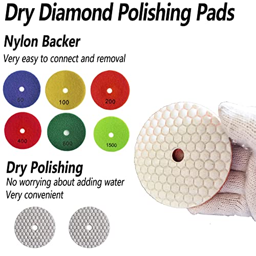 16 Packs 4 Inch Dry Diamond Polishing Pads for Granite Marble Quartz Stones Concrete Tiles Set of 12+2 Backer Pad and 2 Adapters for Grinder Polisher Drill | The Storepaperoomates Retail Market - Fast Affordable Shopping