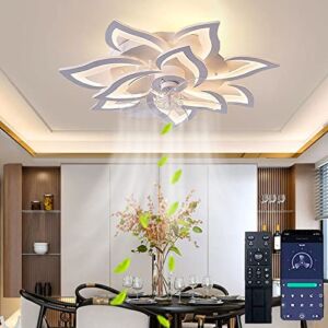 Ceiling Fans with Lights, Modern Ceiling Fans with Lights and Remote Control, 32.7in 100W Fandelier Ceiling Fan with Light Lights Colors Changing, Quiet, Timer, Suitable for Bedroom, Living Room