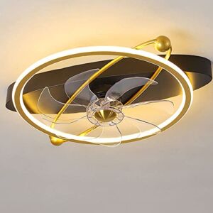 ATELANGE 19.7 in Gold Creative Shape Fan Ceiling Light 3 Colors 3 Speeds Ceiling Fan with Lights Remote Control Ceiling Fan with Light Mute Low Profile Fan Ceiling Light Dimmable Night Light for Home