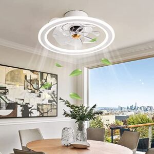 BAICAOLIAN Ceiling Fan with Led Light and Remote Ceiling Lamps 18.9″ Modern Acrylic Smart Led Lamp Chandelier Bedroom Study Restaurant Ventilator Lamp 3 Color Dimming
