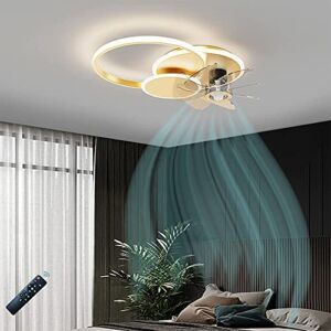 BAICAOLIAN Modern 48W Ceiling Fans with Lights Mute, Flush Ceiling Fan with Lamp with Remote Control，Stepless Dimming Light 6 Wind Speeds Chandelier for Bedroom Living Room