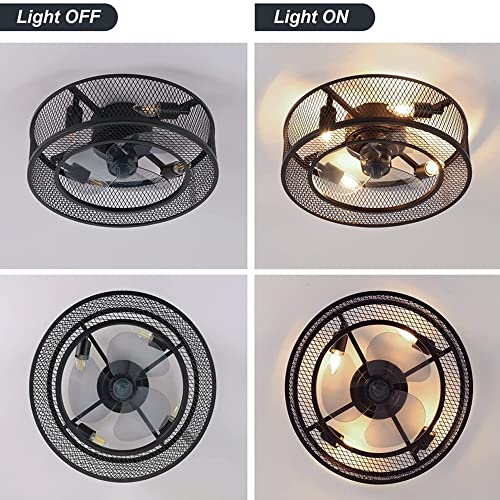 BAICAOLIAN LED Vintage Industrial Smart Ceiling Fans with Lights Remote Control Bedroom Decor 45cm Wrought Iron Enclosed Fan Ceiling Light Ventilator Lamp Ceiling Fan 4*E27 | The Storepaperoomates Retail Market - Fast Affordable Shopping