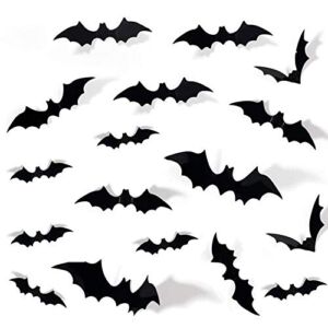 DIY Halloween Decorations 3D Scary Bats Wall Stickers Window Decor Wall Decals for Halloween Eve Party, 60PCS 4 Different Sizes