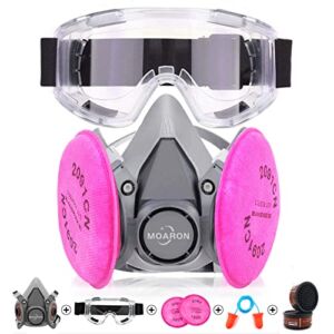 MOARON Reusable Half Facepiece, Half Facepiece with Goggle, Protection from Dust and Organic Vapors, for Painting, Sanding, Polishing, Spraying, Decorating