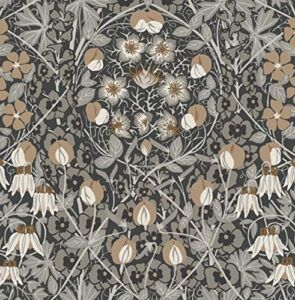 NextWall Tulip Garden Floral Peel and Stick Wallpaper (Wrought Iron & Chamois)
