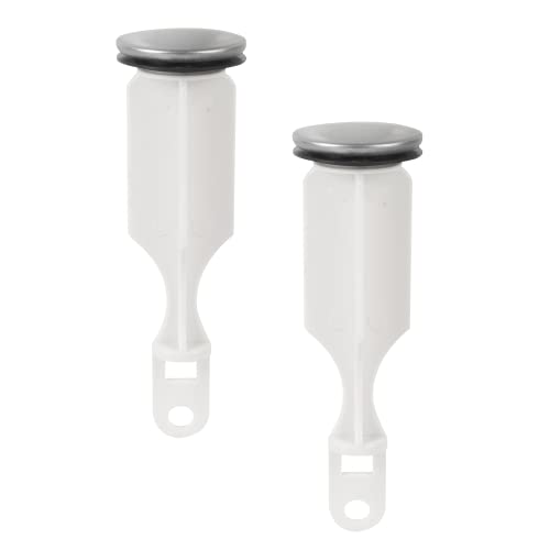 (2-Pack) Bathroom Sink Pop-Up Stoppers – Plastic Pop-Up Stoppers with Brushed Nickel Finish – Universal Design 1-3/8” Cap Outer Diameter, 4-1/2 Overall Height – with 2 Mounting Holes and Gasket Seal | The Storepaperoomates Retail Market - Fast Affordable Shopping