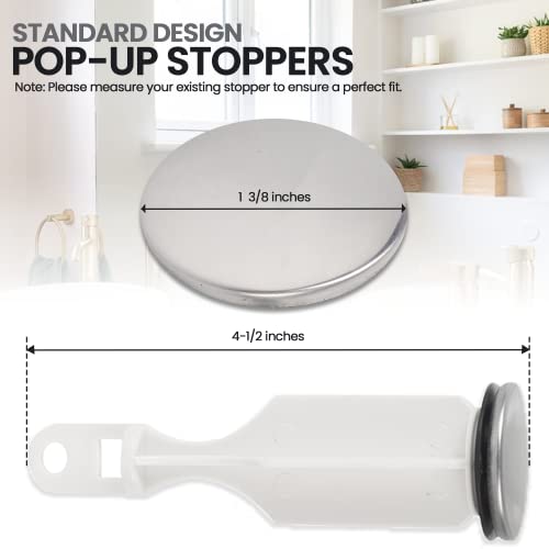 (2-Pack) Bathroom Sink Pop-Up Stoppers – Plastic Pop-Up Stoppers with Brushed Nickel Finish – Universal Design 1-3/8” Cap Outer Diameter, 4-1/2 Overall Height – with 2 Mounting Holes and Gasket Seal | The Storepaperoomates Retail Market - Fast Affordable Shopping