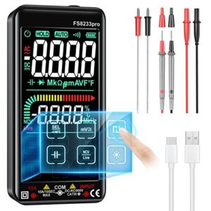 Touch Screen Multimeter – Smart Digital Voltmeter Tester TRMS 10000 Counts with LED Test Lights, Electrical Tester Auto Ranging with Multimeter Test Leads, Non Contact Voltage Tester Fast Measure
