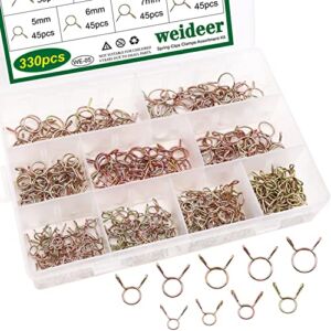 weideer 330Pcs – (9 Sizes) 5-13mm Fuel Line Hose Water Pipe Tubing Spring Clips Clamps Assortment Kit for all kinds of pipes