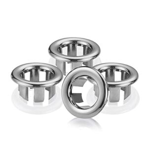 SKYPIA 4 Pcs Sink Overflow Ring Set Bathroom Accessary Kitchen Bathroom Sink Basin Overflow Cover Vanity Sink Overflow Cover (Silver)