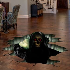3D Halloween Wall Decals Removable, Skeleton Halloween Wall Stickers Halloween Floor Decals, Scary Wall Decals Stickers Decorations for Bedroom, Halloween Wall Window Stickers Clings for Glass Window