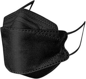 Black KF94 Mask, 4 Layers 3D Fish Type KF94 Disposable Face Masks for Adult Women Men (100pcs black)