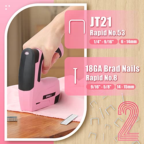 SHALL Pink Electric Staple Gun, 2 in 1 Cordless Upholstery Stapler Nail Gun for Wood, 4V Rechargeable Brad Nailer Kit w/ 2500 Staples Nails, Staple Remover & Fast Charger for Crafts, DIY, Decoration | The Storepaperoomates Retail Market - Fast Affordable Shopping