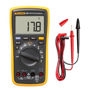 HTLNUZD Fluke 17B+ High Precision Auto/Manua Digital Multimeter 4000 AC/DC Voltage Current Resistance, Continuity, Frequency, Temperature Probe Measures Meter with Portable Soft Bag
