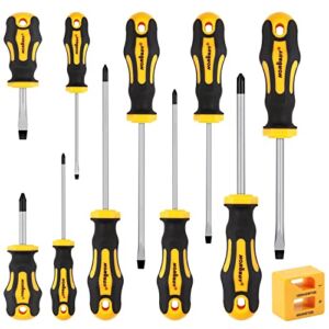 HORUSDY 11-Pieces Screw driver Kit, Magnetic 5 Phillips and 5 Flat Head Tips for Fastening and Loosening Seized