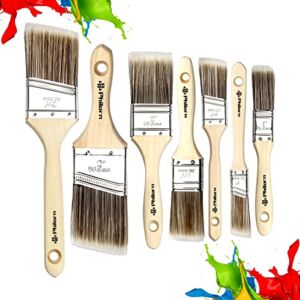 Philorn Paint Brushes 7 Pack, Premium Wood Handle Flat Paint Brush Set, Small Paint Brush, Chip Paint Brushes, Trim Paint Brush, Stain Brush, for Acrylic Painting, Walls, Furniture Painting
