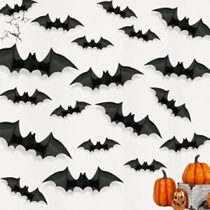 Halloween Bats Wall Stickers， PVC Removable Wall Window Door Decor， Halloween Waterproof Bats Wall Decals Halloween Party Indoor Outdoor Decor Supplies，Wall Sticker with 4 Different Sizes(120 Packs)