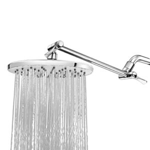 Rain Shower Head with 11” Adjustable Arm, WarmSpray High Pressure Rainfall Showerhead with Stainless Steel Shower Arm, Rain High Flow and Amazing Pressure (9-Inch Shower Head with Arm, Chrome)
