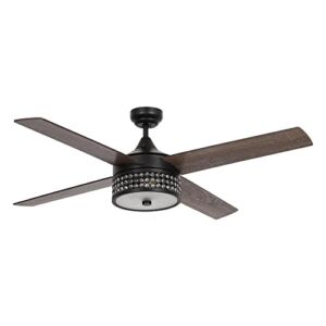 Parrot Uncle Ceiling Fans with Lights and Remote 52 Inch Black Ceiling Fan with Light for Bedroom