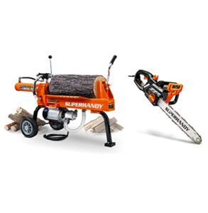 SuperHandy Log Splitter Portable Electric 14 Ton & Chainsaw 18-Inch Corded