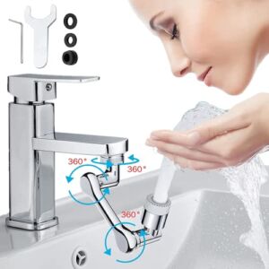 2 Pack 1080° Rotating Faucet Extender Rotatable Multifunctional Extension Faucet Universal Splash Filter Faucet Swivel Faucet Aerator Sink Face Wash Attachment with 2 Water Outlet Modes