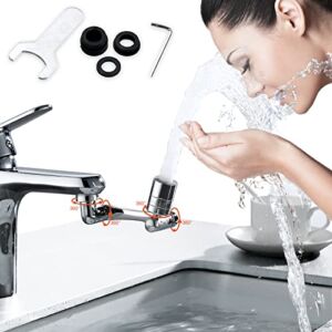 Rotating Faucet Extender Aerator 1080° Universal Large Angle Robotic Arm Water Nozzle Swivel Faucet Extender for Face Washing Gargle and Eyewash with 2 Water Outlet Modes