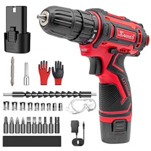 12V 3 in 1 Brushless Cordless Impact Drill Driver Set,2 Variable Speed 24+1 Torque Setting Power Tools Kit,3/8″ Keyless Chuck Electric Drill with Battery and Charger