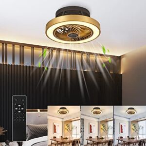 diniluse Bladeless Ceiling Fans with Lights, Ceiling Fan with Light Remote Control, Bedroom Ceiling Fan with LED Lights, 3 Lights Mode,6 Speeds, 2 Hours Timing, For Living Room, Bedroom, Kitchen