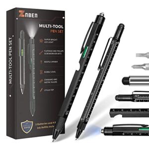 Stocking Stuffers Christmas Gifts for Men 9 in 1 Multitool Pen Set with LED Light 2 PCS Znben Cool Gadgets Gifts for Men Dad Boyfriend Husband Unique Gift on Thanksgaving Birthday Fathers Day