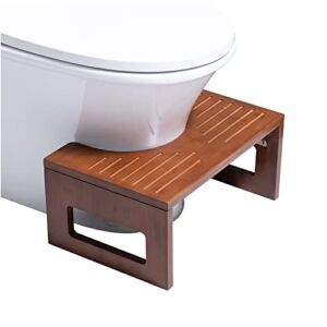 Forevich Bamboo Squatting Toilet Stool 7.5 Inch for Adults Children Foldable Potty Poop Stool for Bathroom with Non-Slip Mat Chestnut Brown