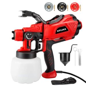 KITLUCK Paint Sprayer, 550W HVLP Power Spray Paint Gun with 3 Nozzles, 3 Pattern, 1200ml Container, Led Light, Electric Paint Sprayer for Home Interior and Exterior, House Painting, Furniture, Fence