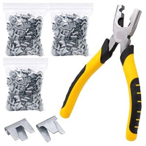 900pcs Rabbit Chicken Wire Cage Clips with Fence Pliers Hog Rings and Pliers Snap-Ring Pliers Wire Clamp Tool Fasten Clips Buckle Pliers for Building Installation Wire Cage Pet Poultry Bird Quail