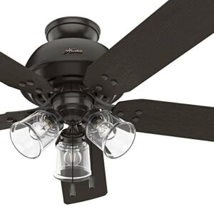 Hunter Fan 52 inch Casual Noble Bronze Outdoor Ceiling Fan with LED Light Kit and Pull Chain (Renewed)